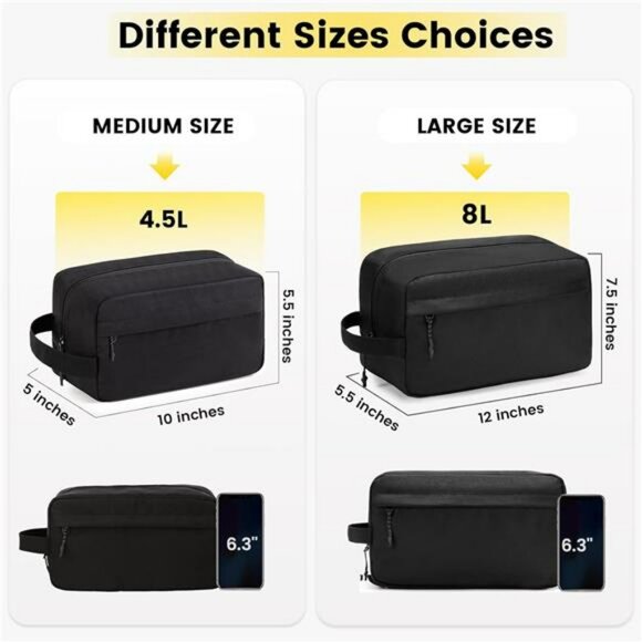 Mens Hanging Toiletry Bag Water Resistant Travel Dopp Kit Organizer Pouch - Picture 2 of 7